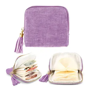 Jewelry Zippered Pocket Case Travel Jewelry Bag Portable Organizer With 5 Compartments Velvet Satin Lining Tassel Zipper For Rings Bracelets Necklaces Tassel Bag Boxes