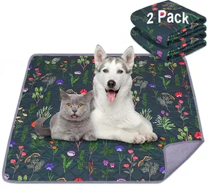 2-Pack Reusable, Super Absorbent Dog Pee Pads: 100% Waterproof, Dark Green, Ideal for Training, Playpens, Crates, Sofas, Cars, and More washable pee