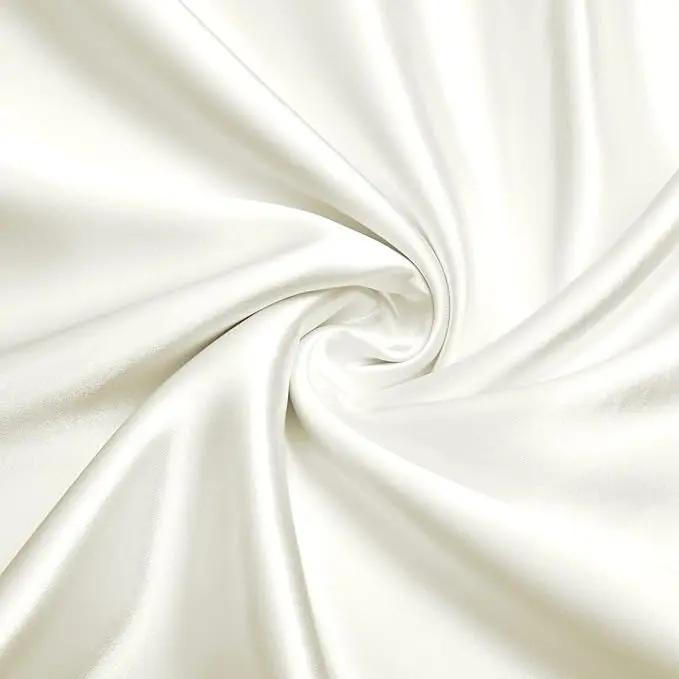 Charmeuse Satin Fabric by The Yard, 60 Inch Wide Ivory White Satin Fabric Shiny & Soft Cloth Fabric, Silky Satin Fabric for Bridal Dress, Wedding Decorations, Crafts, Sewing, Draping (1 Yard)