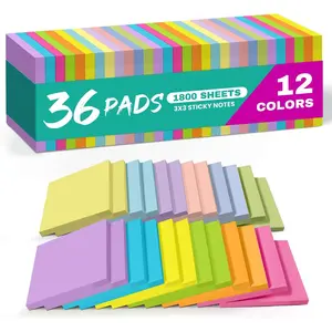Sticky Notes, 36 Pads, 3x3 Inches Self-Stick Note Pads,  for Office, Study, and Daily Life Organization - Bright