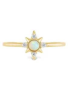 Sterling Silver White Opal Sparkle Ring