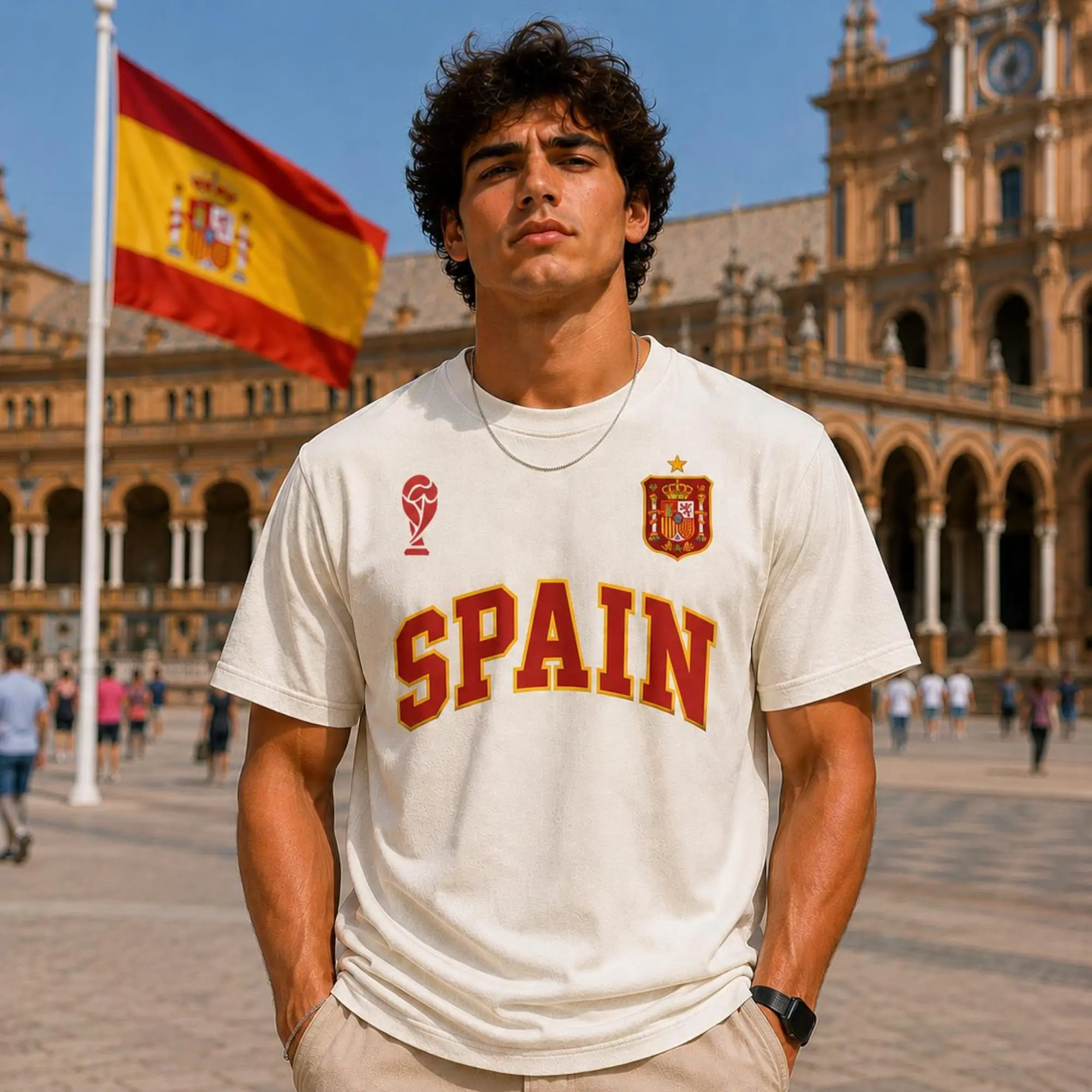 Spain Soccer Fan Shirt 2026, Ivory Football Supporter Tee