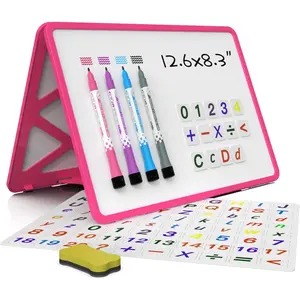 Sm Dry Erase White Board with Stand, Double Sided Dry Erase Board for , Foldable Sm White Board Portable Mini Whiteboard with Lines & Holder for Home School Office