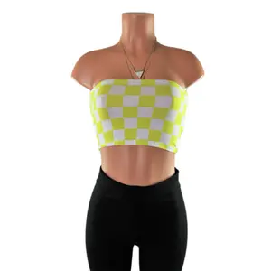 Alexa checkered print bandeau tube crop top - Final Sale tube clothes Comfort   checkered
