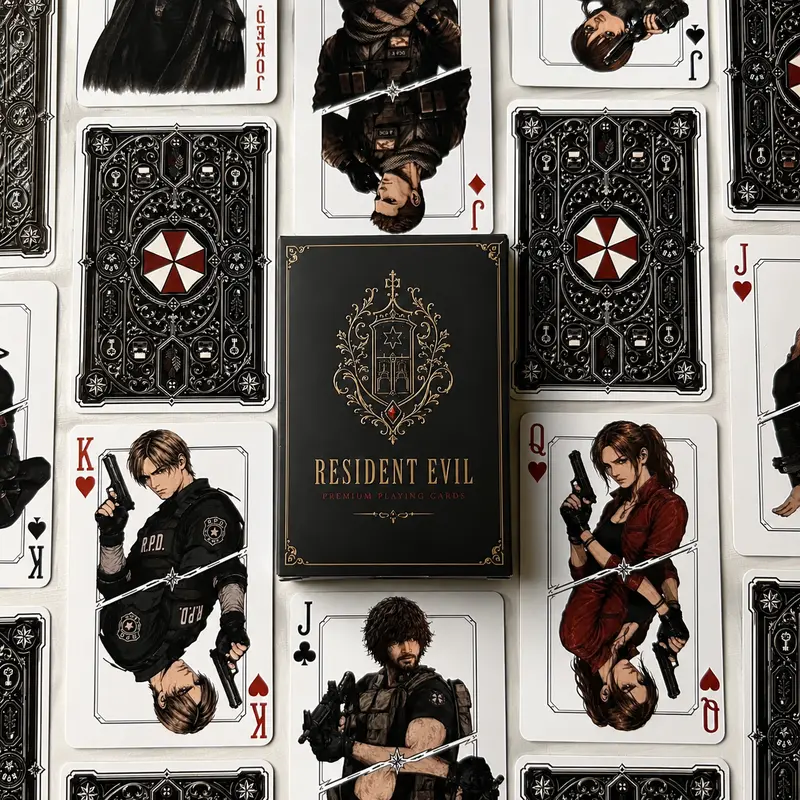 Resident Evil Playing Card Deck, Raccoon City & Umbrella Corp Survival Horror Game Poker, Leon S Kennedy Collectible Gift Set for Fans