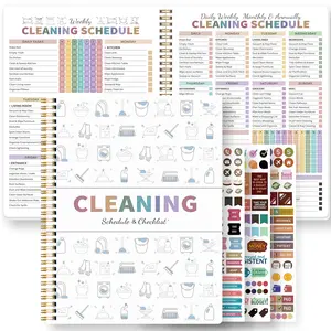 A5 Cleaning Planner Notebook, Household Cleaning Planner, Home Chore Management Journal, Weekly Monthly Cleaning Schedule, Task List, Checklist Organizer, Stickers Included, Home Organization Planner