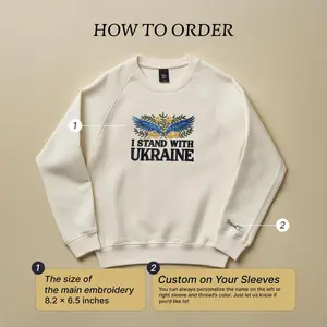 Embroidered I Stand With Ukraine Sweatshirt, Hoodie,, Ukraine Support Embroidered Crewneck, Simple Style, Trendy Looks, Stay