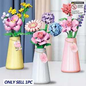 Plant Flower Bouquet Building Block Set, DIY Fake Flowers, Creative Gift Toy for Mother's Day, Home Office Decor, Birthday or Holiday Present