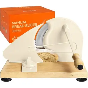 Manual Bread Slicer for Homemade Sourdough Bread, Adjustable Thickness&Evenly Slicing, Hand Crank Bread Slicer with Scale Line and Suction Cup, Serrated  Design,