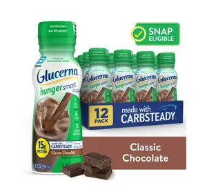 Glucerna Hunger Smart Diabetic Protein Shake, Classic Chocolate, 10-fl-oz Bottle, 12 Count
