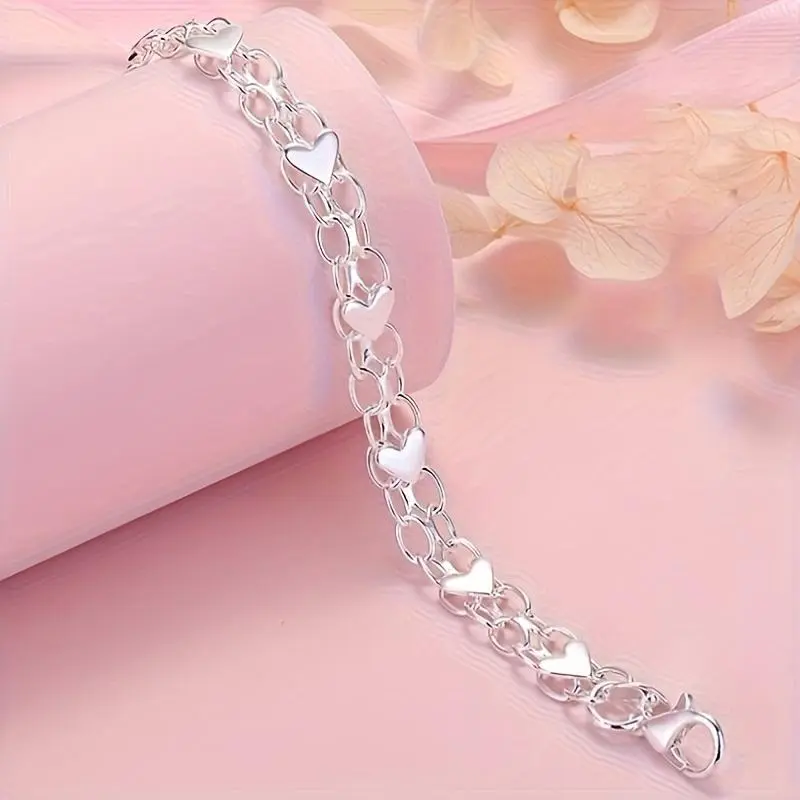 GleamJoy L 925 Sterling Silver Bracelet - Hypoallergenic, Durable & Perfect For Couples, Everyday Accessory|Boho Style|Hypoallergenic Bracelet bangle high appearance bracelet popular gift