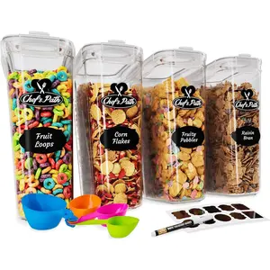 Cereal Containers Storage Set Large (4L,135.2 Oz), Airtight Food Storage Containers for Kitchen & Pantry Organization, Cereal Storage Container Set for Crunchiness, BPA Free Dispenser Keepers (4)