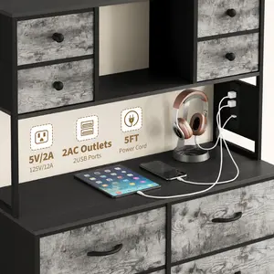 Garvee 12-Drawer Bedroom Dresser with Charging Station and LED Light, Fabric Storage Tower for Living Room, Hallway, or Closet, Featuring Sturdy Steel Frame and Wooden Top