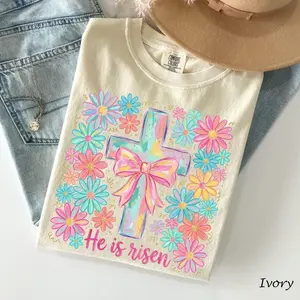 Comfort Colors® He Is Risen Easter Shirt, Floral Easter Tshirt, Jesus Easter Shirt, Easter Shirt For Women, Easter Gift, Christian Gift