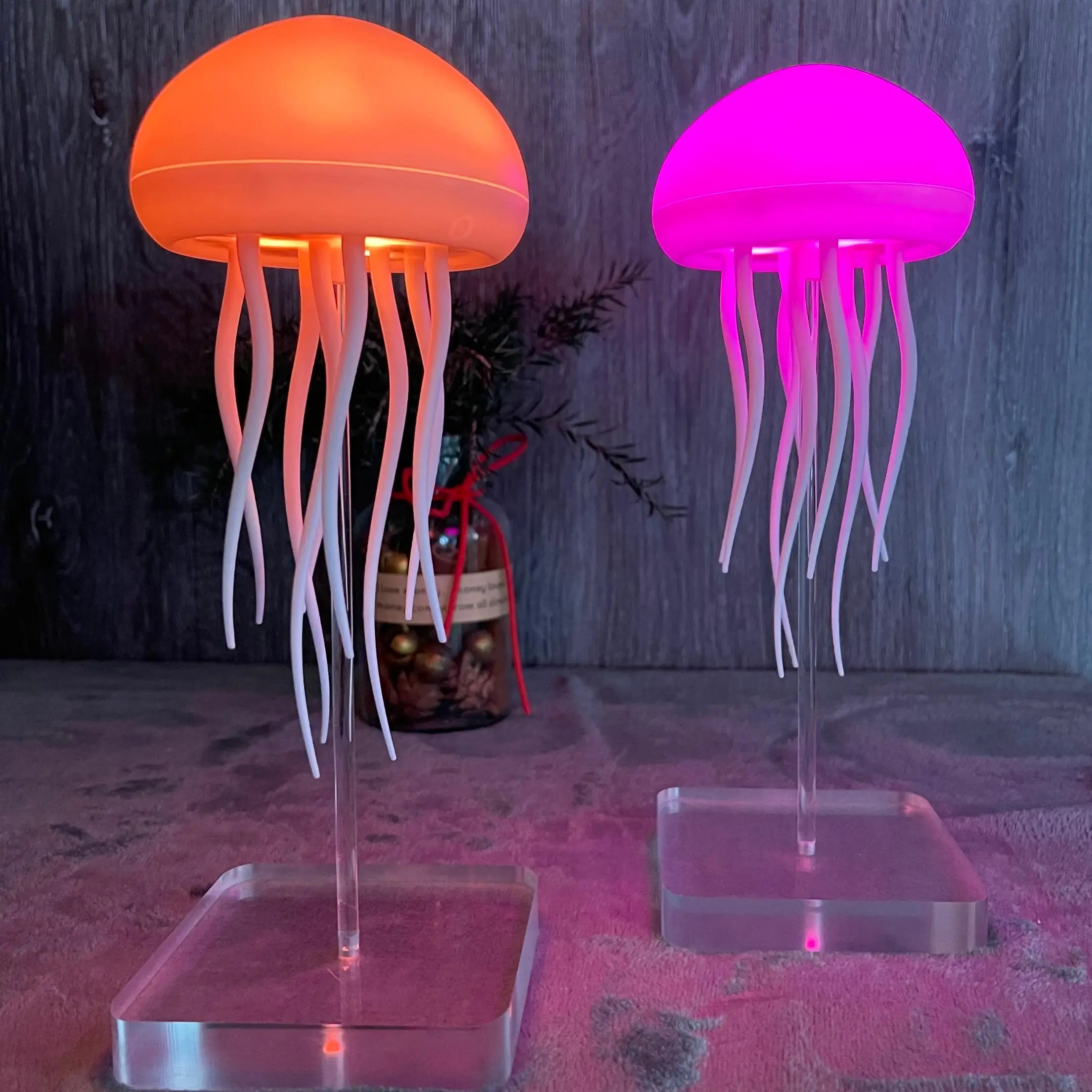Jellyfish Design Night Light, USB Rechargeable Color Changing Tabletop Lamp, LED Jellyfish Decorative Light for Room, Novelty Lighting for Bedroom