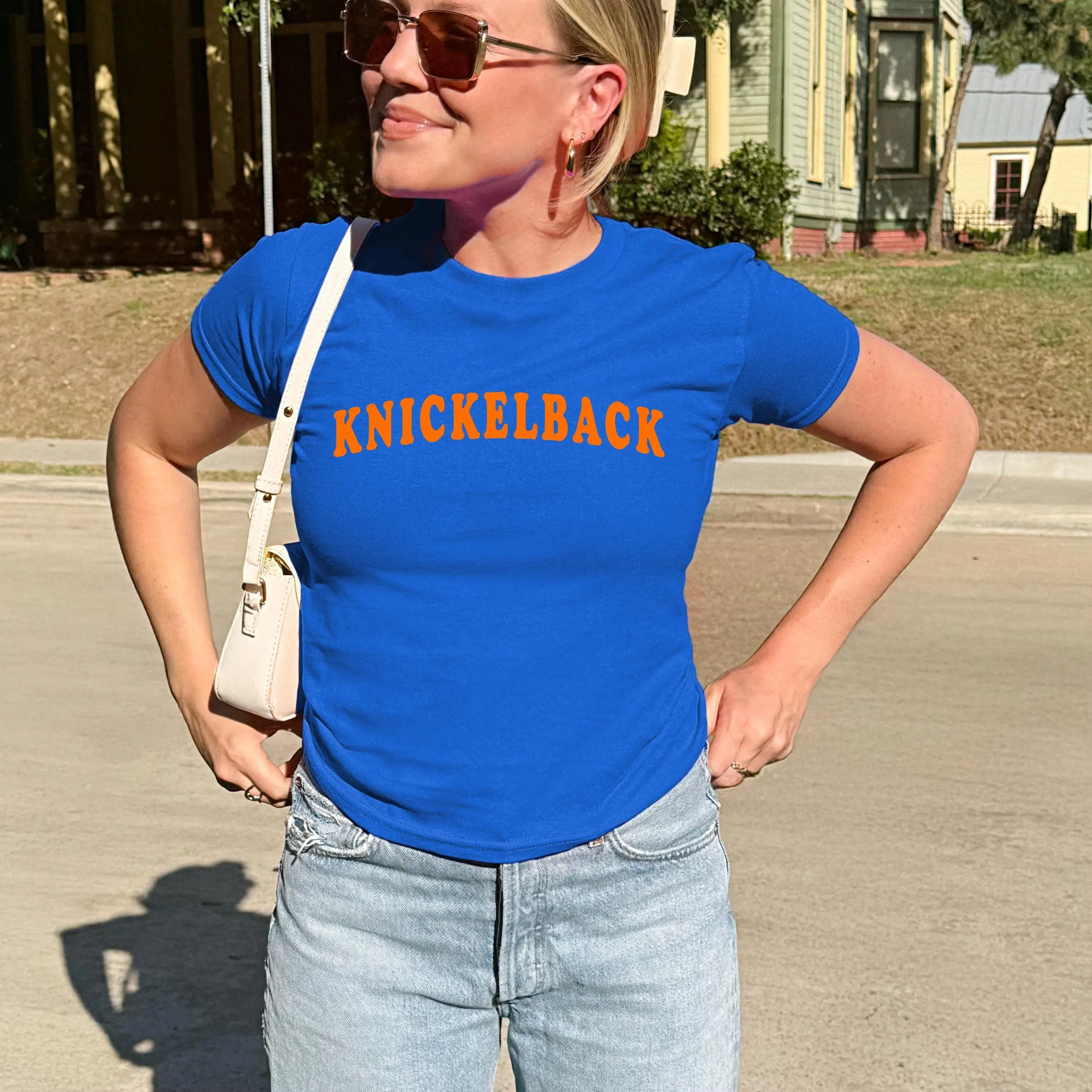 Trendy Knickelback New York Basketball Baby Tee (Royal Color)