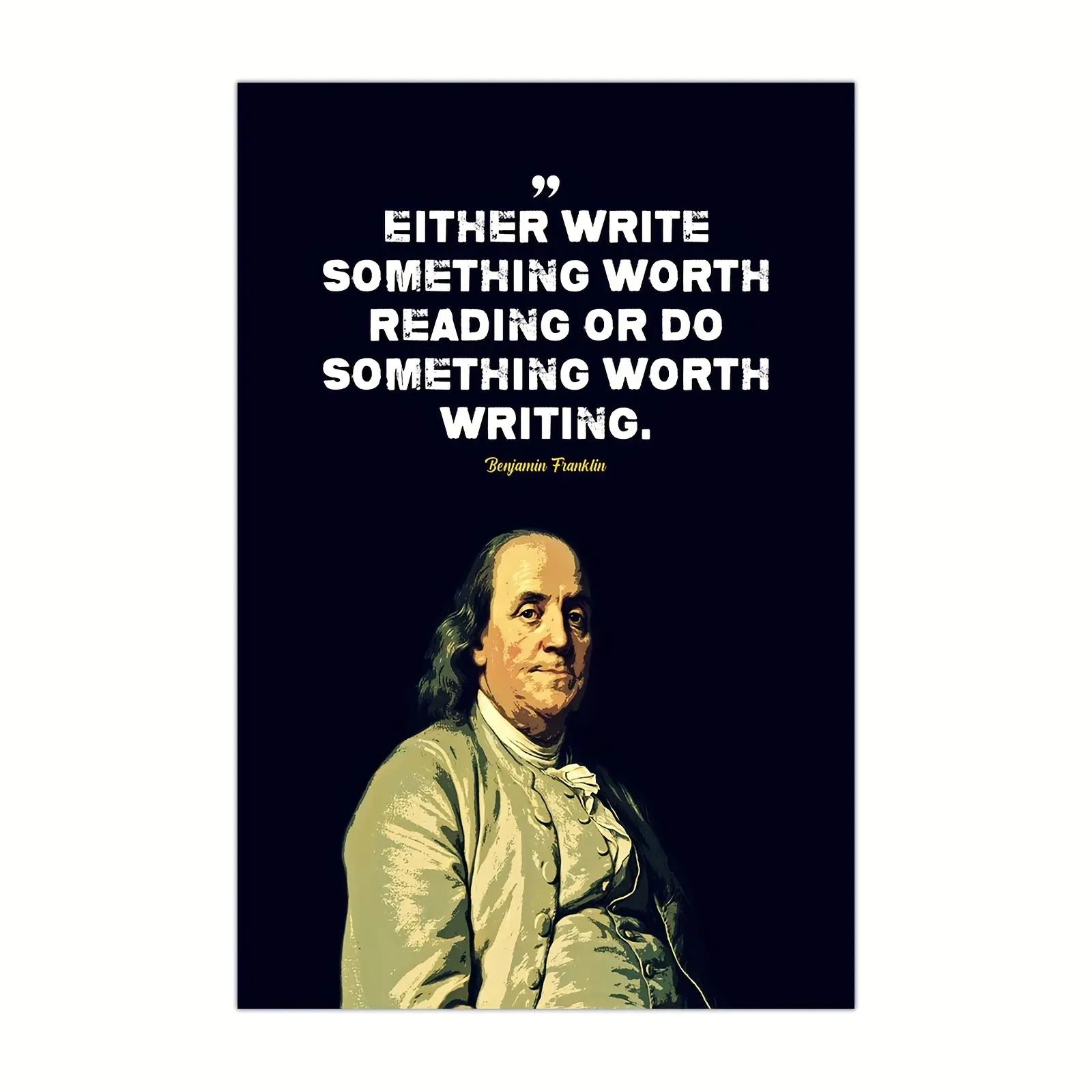 Benjamin Franklin Inspirational Quote Canvas Wall Art - 15.7x23.6 Inch Frameless Poster, Smooth Texture, Easy to Install - Classic Style with Historical Theme for Home Office, Bar, or Classroom Decor, Inspirational Wall Decor