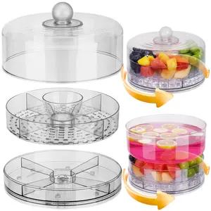NiHome Rotating Snack Container with Lid and Compartments, Portable BPA-Free Plastic Serving Tray for Nuts, Fruits, Candy & Crackers, Snack Organizer for 2–4 People, Parties, Travel & Home Entertaining