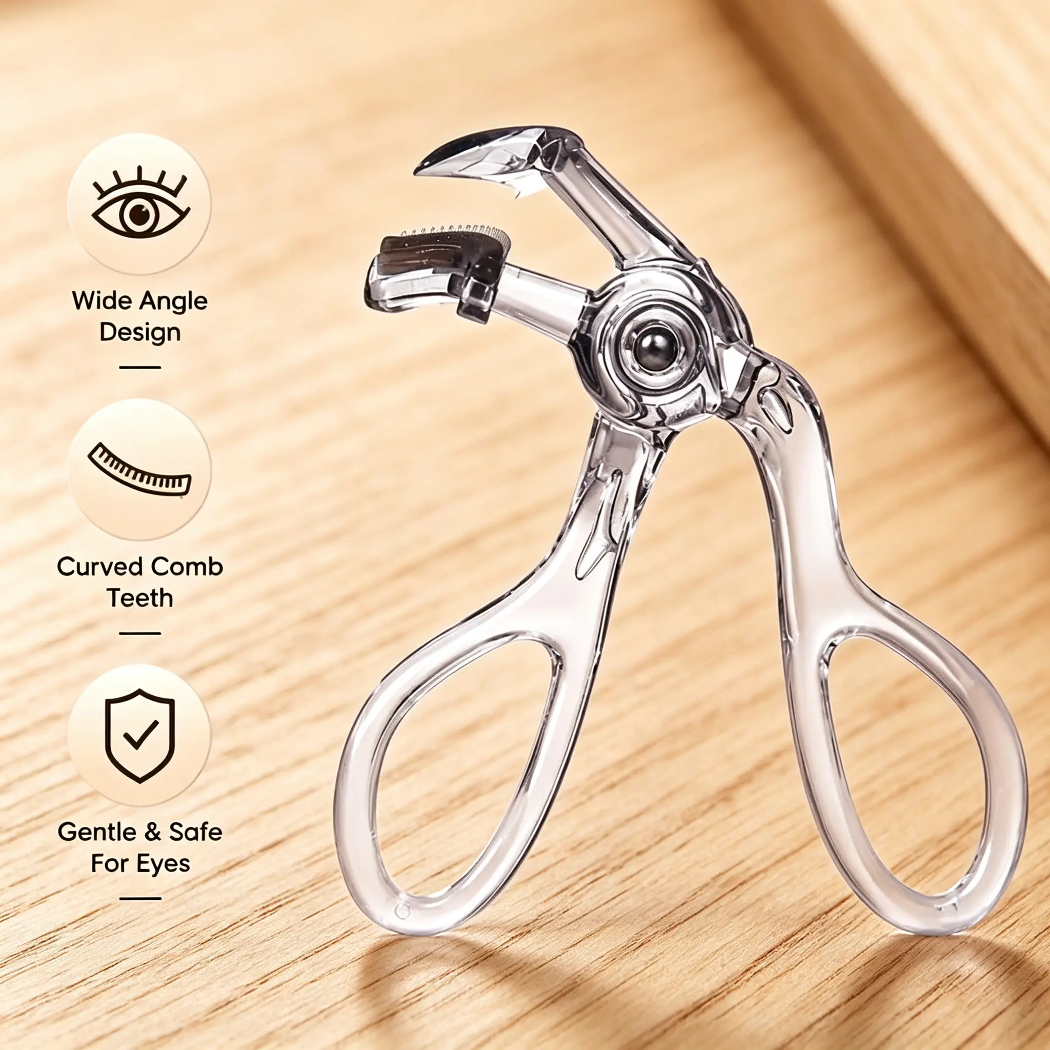Travel Size Eyelash Curler, Curler Eyelash Lighter, Eyelash Curler for Lash Clusters, Curling Eyelash Transparent, Eyelash Curler for Round Eyes, Eyelash Curler for Hooded Almond Eyes, Clear lightweight beauty essential for every travel trip