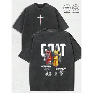 Men’s Twisted Goat MJ And KB Casual Graphic Print Short Sleeve Crew Neck T-Shirt Menswear Man Vintage Basketball Retro Heart Hands Tshirt USA Mexico Flag Unisex boxy fit lemon  demon  shirt hood ville Streetwear Crewneck good graphic tees