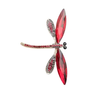 Stylish Rhinestones Dragonflies Brooch Lapel Pin for Parties and Event