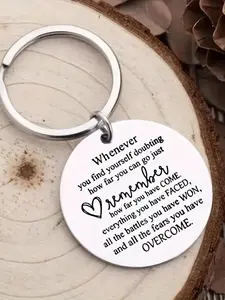 1pc Unisex Fashion Stainless Steel Keychain, with Motivational Phrases Engraved, Perfect Gift for Birthdays, Christmas, Anniversaries, or Thanksgiving, Motivational Gift, Elegant Design, Durable Keychain