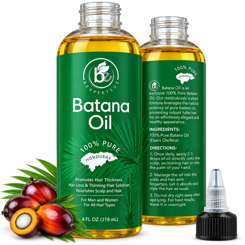 Batana Oil 100% Pure & Natural 4 fl oz Promotes Hair Growth Thickens Strengthens Moisturizing Smoothing Anti Hair Loss for Men Women Unisex Haircare Authentic By BexpertsUSA