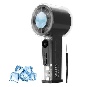 Handheld Turbo Fan with Ice Cooling, Mini Portable Fan, 5000mAh Rechargeable Battery, 6 Speeds Adjustable, Transparent Design for Travel, Outdoor, Office
