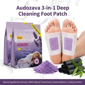 24pcs Natural Lavender Detox Foot Pads, Bamboo Charcoal Foot Patches, Natural Herbal Foot Pads for Deep Cleaning & Stress Relief, Overnight Foot Care toxin removal
