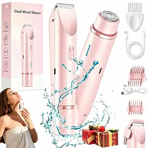Women's Cordless 2-in-1 Electric Shaver for Women & Trimmer - Dual-Head Titanium-Ceramic Blades, 10000RPM Silent Motor, IPX7 Waterproof, Removable Steel Part, Portable Self Care Products Gift Set with Handbag for Adults (Womens Gifts)