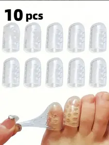 Silicone Toe Protector Set 10 Pcs/5 Pairs, Anti-Cracking, Moisture-Resistant, Soft Gel Material, Comfortable and Durable, Transparent Silicone