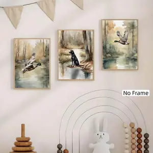3pcs DIY Frame Baby Room Wall Decor, Duck Theme Nursery Art, Watercolor Ducks, Unique Decoration for Rooms