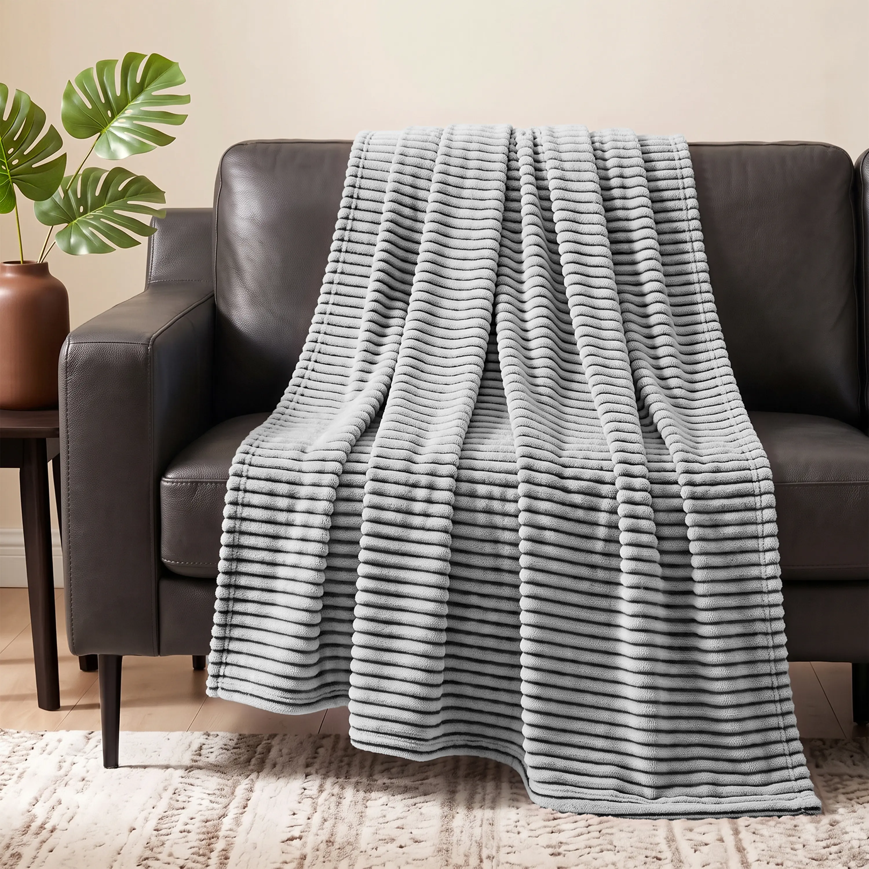 Ribbed Fleece Throw Blanket Ribbed Fleece Throw Blanket
