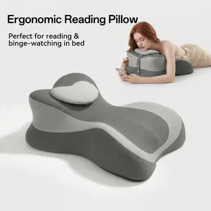Ergonomic Reading Pillow with Cooling Fabric | Premium Memory Foam Face-Down Cushion for Phone Scrolling, Relaxing & Neck Relief