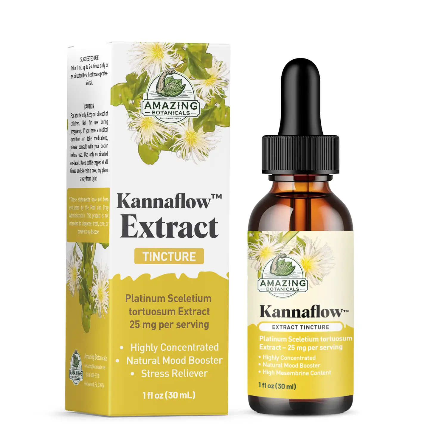 Amazing Botanicals Sceletium Tortuosum Extract Tincture - GMP-Certified Mineral Supplement, 25mg, 80% Mesembrine, 5.5% Active Alkaloids, 30ml/1oz Concentrated Edible Herbal Dietary Supplement for Mood Support, Gmp-Certified Mineral Supplements