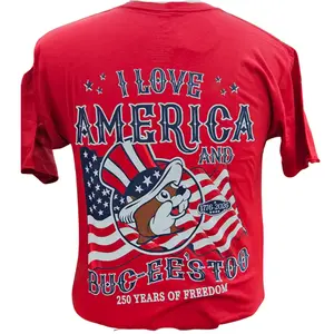 Buc-ee's 2026 Fourth of July Blue T-Shirt Unisex Lightweight Comfy Independence Day Graphic Shirt Cotton with American Flag Design