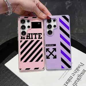 Fashion off white Phone Case 2‑in‑1 Clear Jelly For Samsung Case | Galaxy S26/S26+/S26 Ultra/S25/S24/S23/S22/S21 | Dopamine Photo Card Holder | Slim Soft TPU Shockproof Anti‑Yellowing Lightweight Trendy