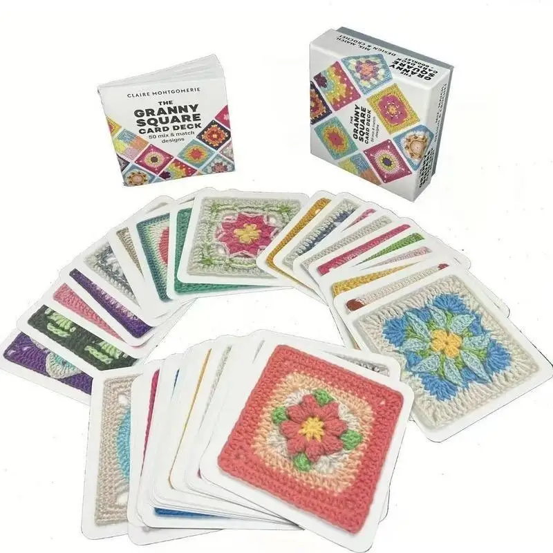 Granny Square Crochet Card Set, 50pcs/set Unique Pattern Crochet Guide Cards, Crochet Idea, Beginner Friendly Knitting Learning Cards for Crochet Kit,