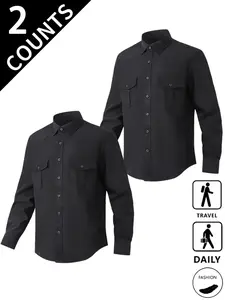 Men's Quick-Dry Breathable Outdoor Shirt, Long Sleeve Multi-Pocket Button-Up Work Shirt, Ideal for Hiking, Fishing, Camping, Travel, Daily Wear