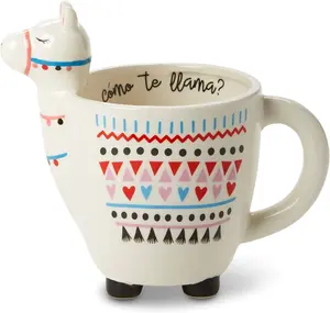 VOTUM Animal-Shaped Llama Coffee Mug 18.6 fl oz Handmade Adorable Tea Cup with Como Te Llama Writing Premium Ceramic Gifts for Women Men Sturdy Drinkware