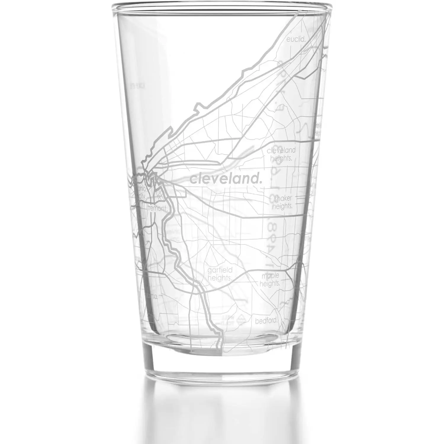 Engraved Cleveland Ohio Map Pint Glass, Etched Beer Gift (16 oz, Clear) City Map Pint, Custom City Glassware, Gifts For Beer Lovers