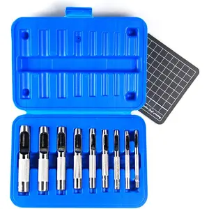 9 count Hollow Punch Set (1/8"-1/2") with A Free  MAT, Leather Hole Punch Set