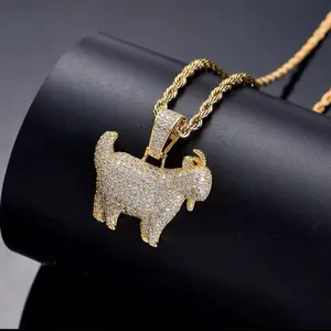 Iced Out CZ Goat Chain With Silver Gold Rope Chain
