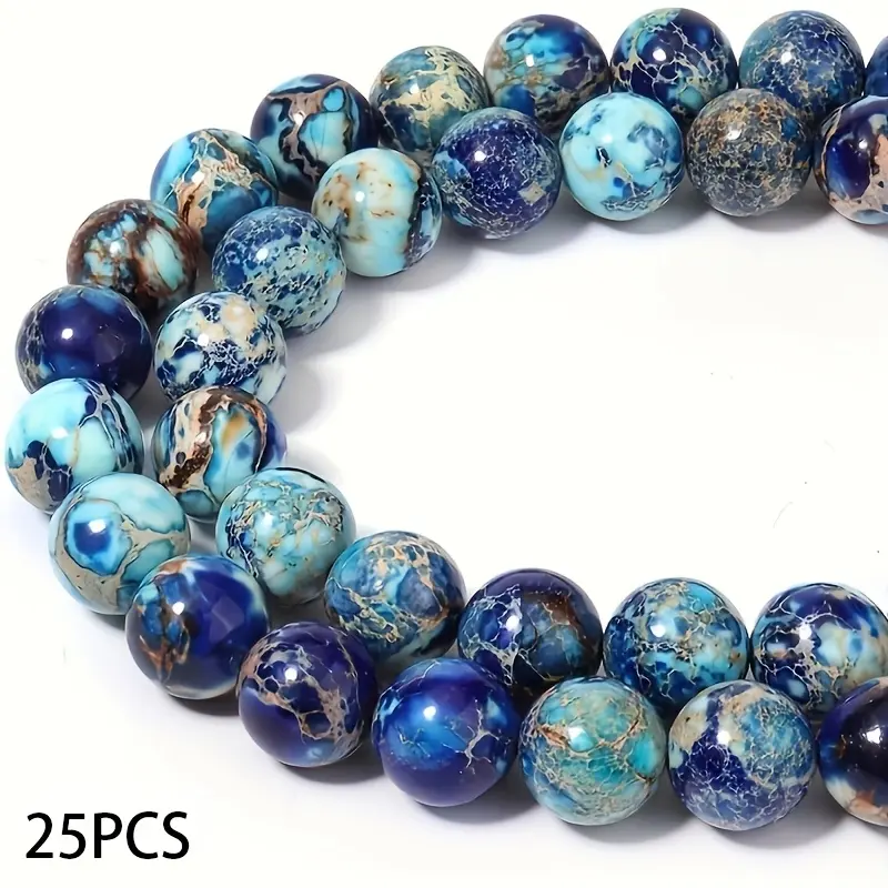 6Mm/8mm/10mm natural stone blue imperial jasper stone polished round natural gemstone, used for handmade DIY Valentine's Day bracelet necklace jewelry to make holiday gifts.