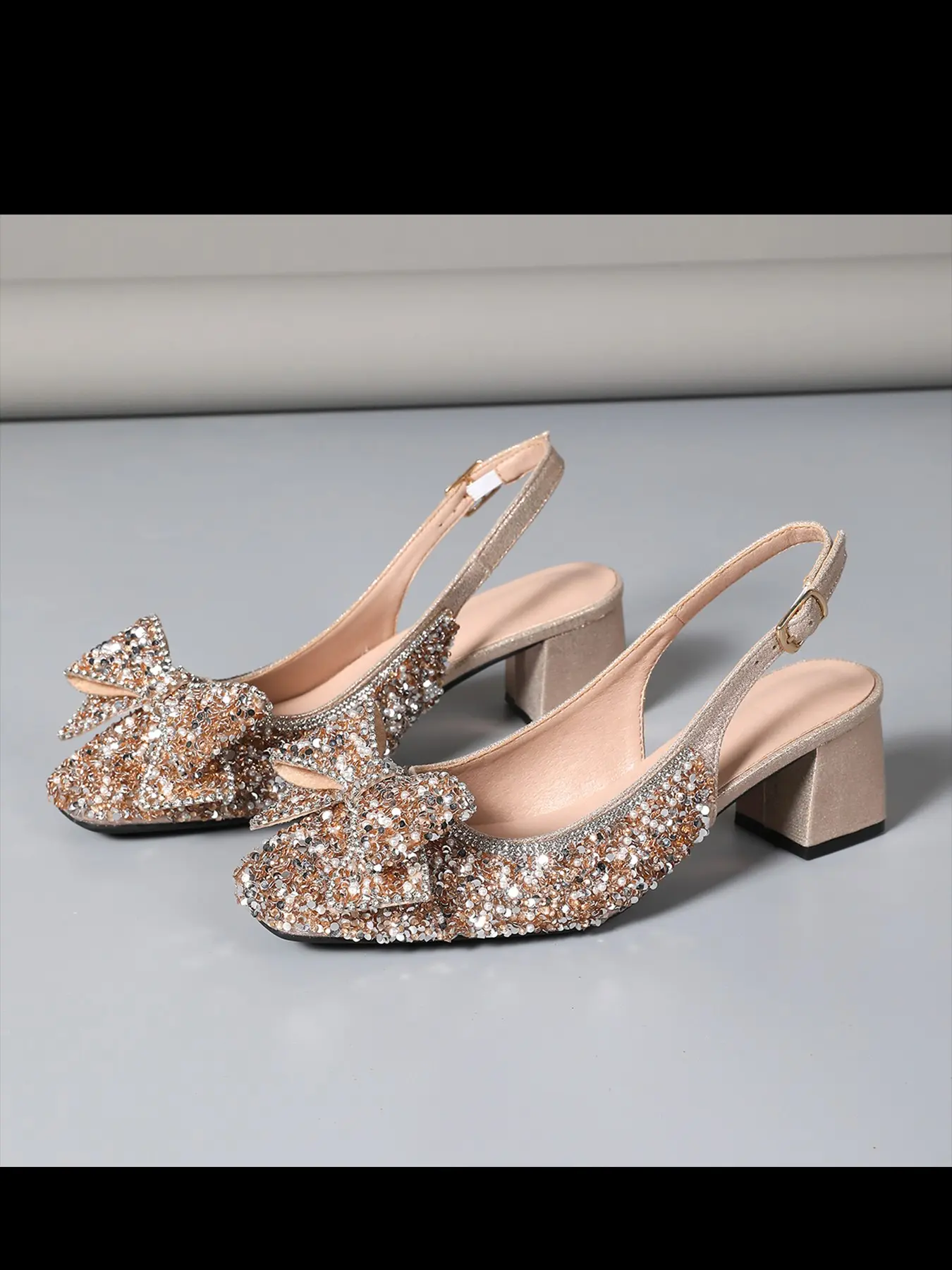 Women's Luxury Rhinestone Sandals, Classy Sandals, Summer Square Toe High Heels, Commute Office Shoes, Party Stroll, Adjustable Slingback Sandals, Glitter Dress Sandals, Heeled Sandals, Date Night Footwear, Embellished Heels, Fashionable Slingback Sandals