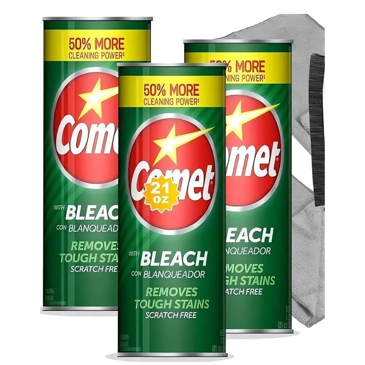 Comet 50% More Cleaning Power 21 oz Bleach with Blanqueador Removes Tough Stains Scratch Free