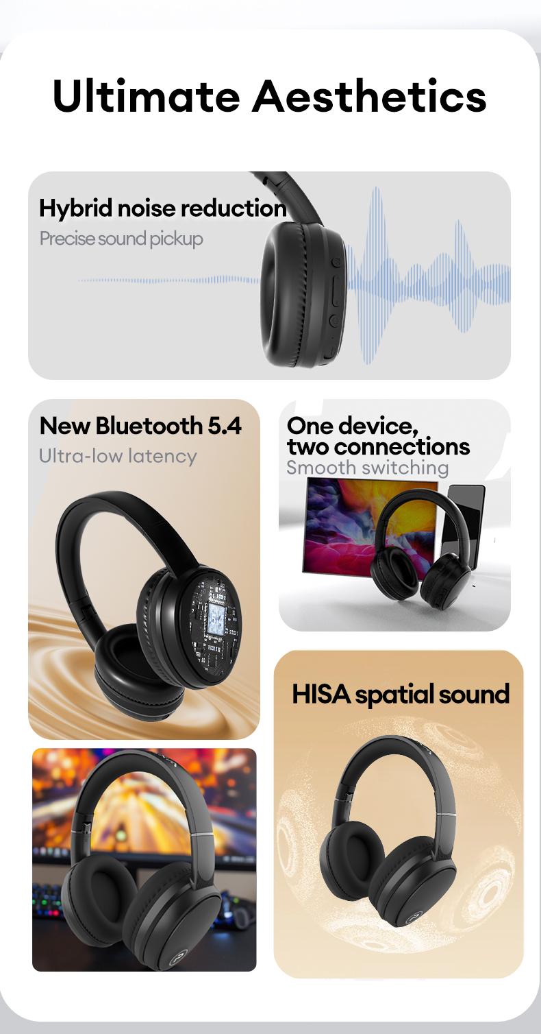 PAXA-PBuds Max ACN Headset Headphones，Hollow Earphone Design,Outstanding Acoustic Performance Balance Technology, Low-Latency Sound Image Synchronization, Bluetooth 5.4 Stable Version, 30-Hour Battery Life, Suitable For Work Or Outdoor Activities.