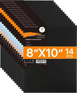 Black Canvases for Painting, Canvas Panels 8x10 inch, Pack of 14,  Cotton Acid-Free, 8 oz Gesso-Primed, Art Boards for Oil &  Painting