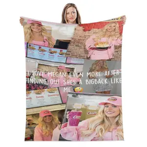 Pink Outfit Megan Moroney Funny Quote Printed Blanket, Ultra-Plush Four Season Sofa Bed Blanket Ideal Holiday Present For Country Music Fans