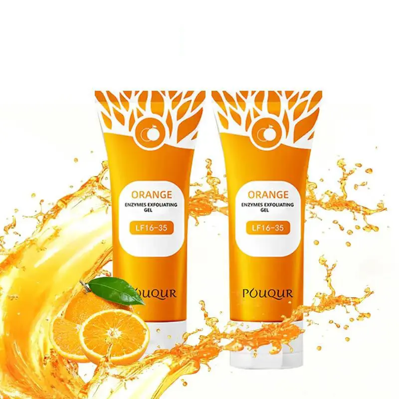 Orange Scented Clear Exfoliating Gel , Gentle Fruit Enzyme Skin Care Cleanser for Soft Cleansing, Nourishing & Hydrating, Fits Most Skin Complexions (Facial & Body Use)